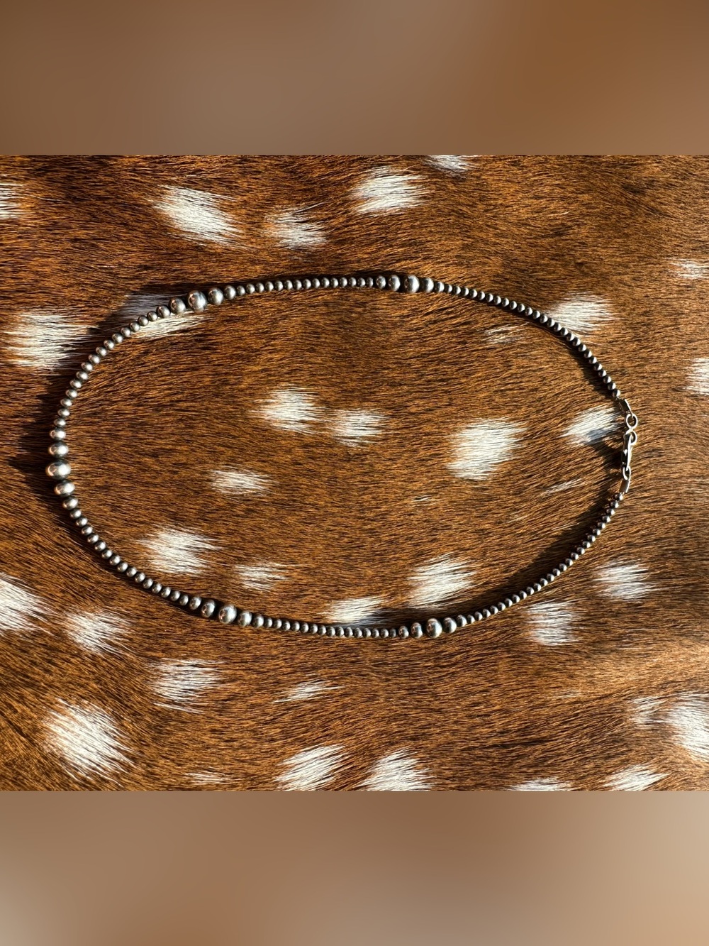 Sterling Silver Graduated Bead Necklace - Silver